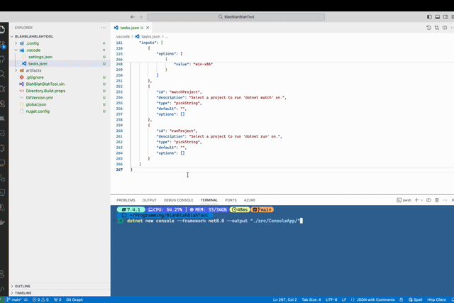 'vscode-configurator csharp add-project' demo
